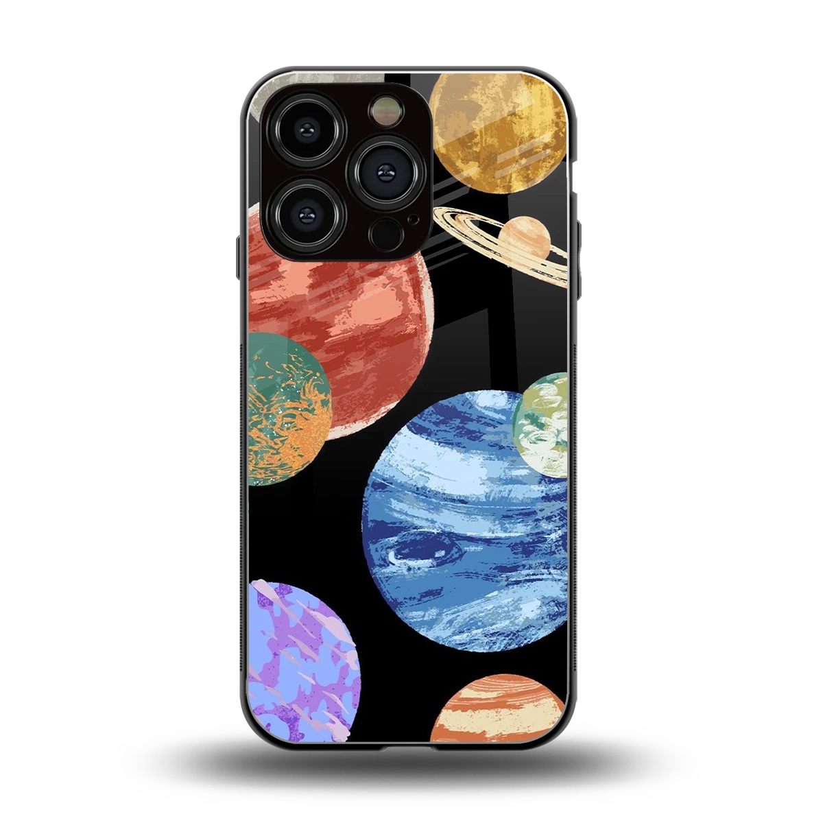 Planet Parade back phone cover | glass case for iphone 16 pro