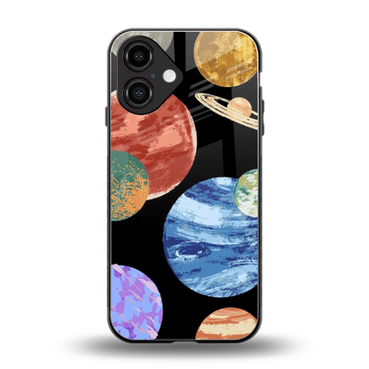 Planet Parade back phone cover | glass case for iphone 16