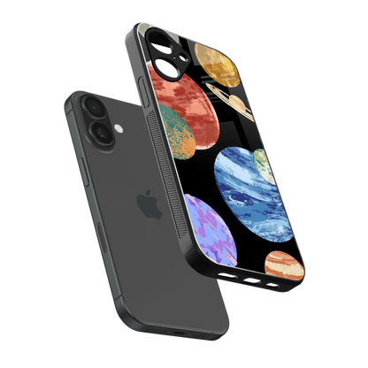Planet Parade sleek iPhone 16 cover with tempered glass back and TPU edges