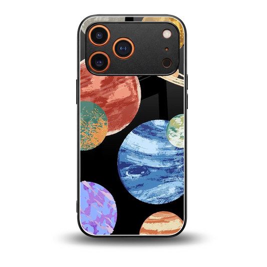 Planet Parade back phone cover | glass case for iphone 17 pro max