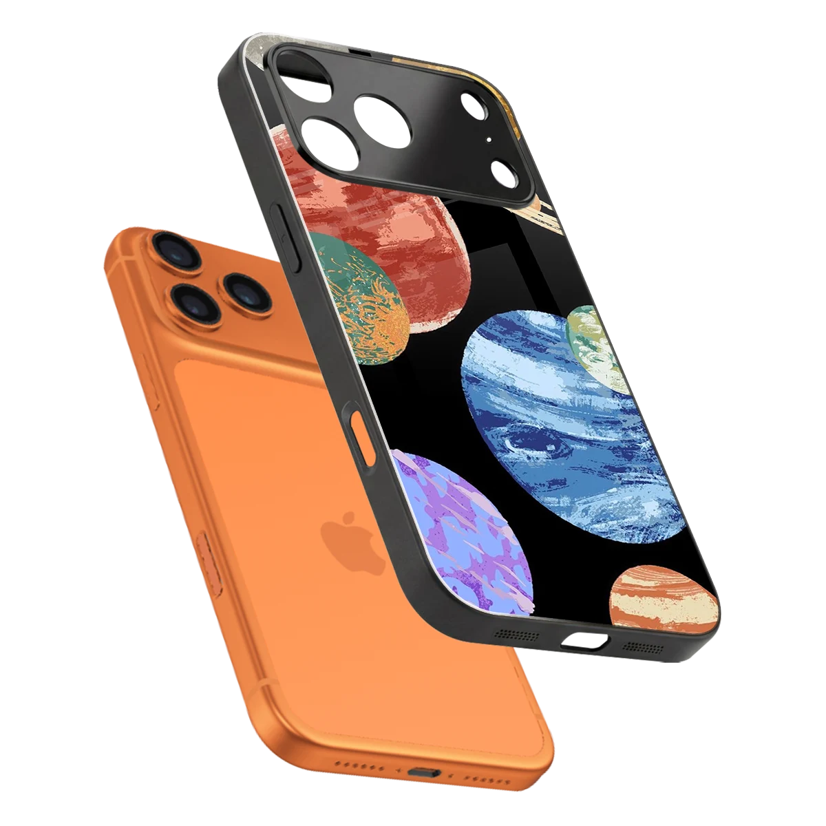 Planet Parade sleek iphone 17 pro cover with tempered glass back and TPU edges