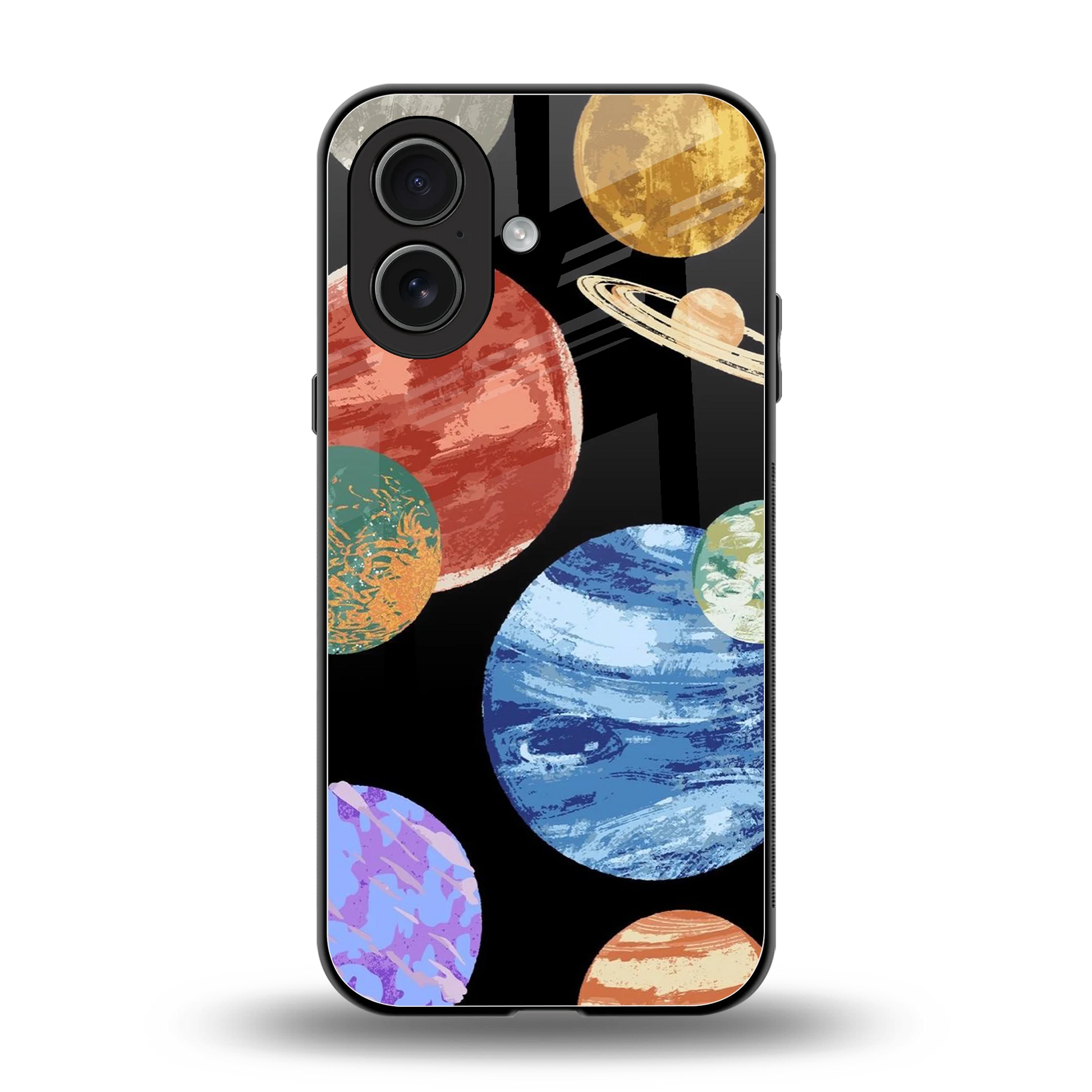 Planet Parade back phone cover | glass case for iphone 17
