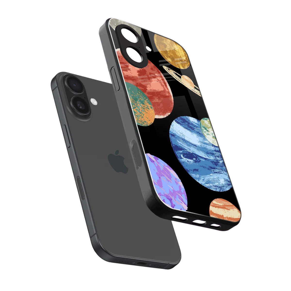 Planet Parade sleek iphone 17 cover with tempered glass back and TPU edges