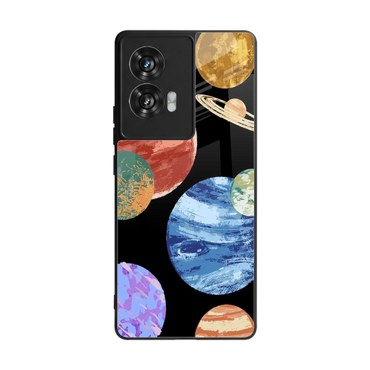 Planet Parade back phone cover | glass case for motorola edge 50 fusion