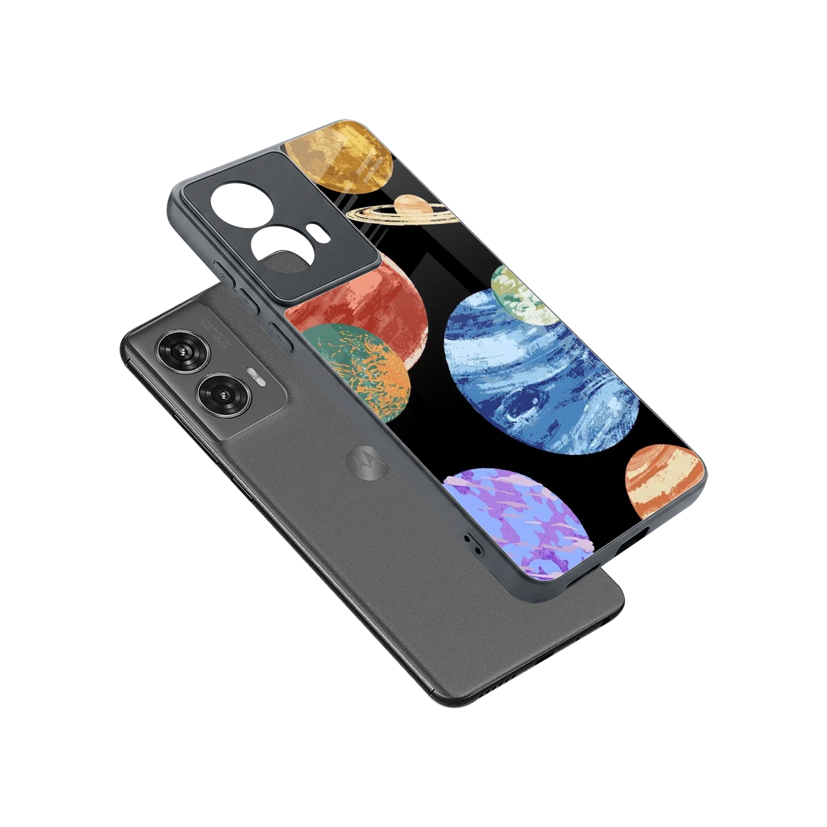 Planet Parade sleek motorola edge 50 fusion cover with tempered glass back and TPU edges