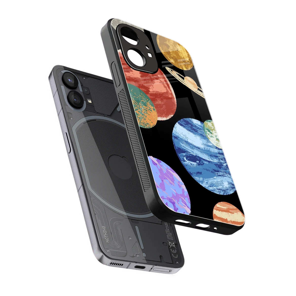 Planet Parade sleek nothing phone 1 cover with tempered glass back and TPU edges