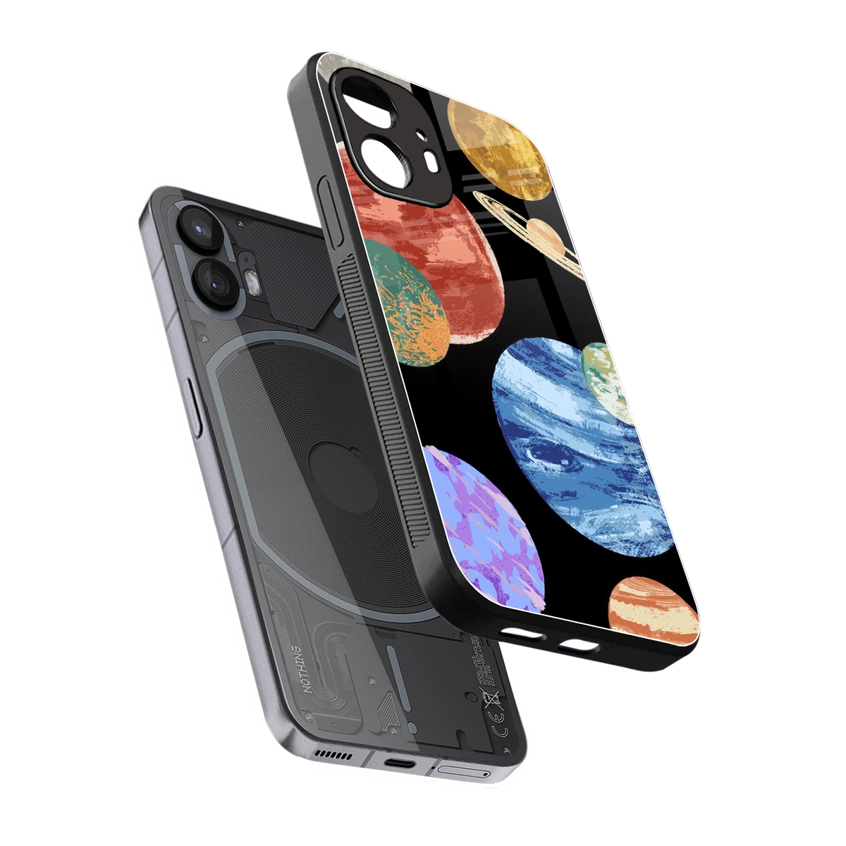 Planet Parade sleek nothing phone 2 cover with tempered glass back and TPU edges