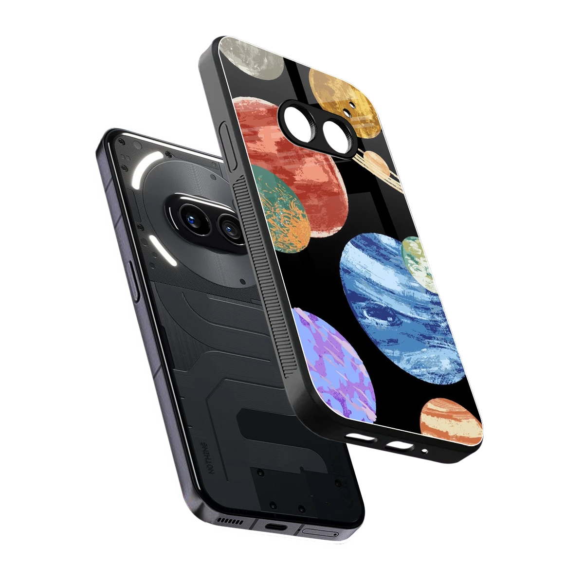 Planet Parade sleek nothing phone 2a plus cover with tempered glass back and TPU edges