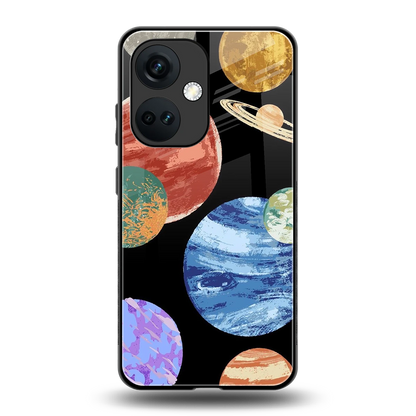Planet Parade back phone cover | glass case for oneplus nord ce 3