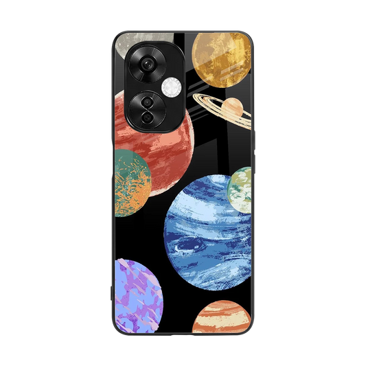 Planet Parade back phone cover | glass case for oneplus nord ce 3 lite