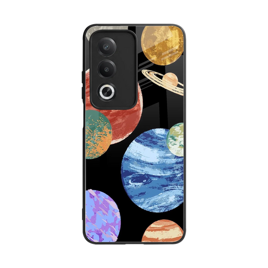 Planet Parade back phone cover | glass case for oppo a3 pro