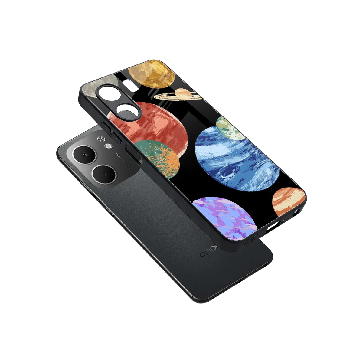 Planet Parade sleek oppo a5x 5g cover with tempered glass back and TPU edges