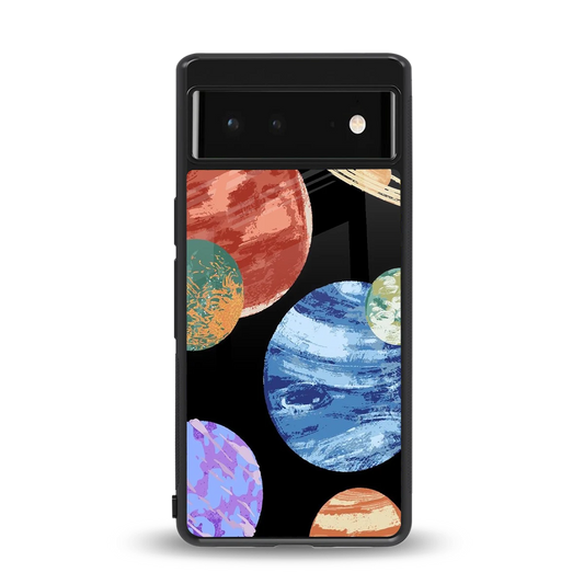 Planet Parade back phone cover | glass case for google pixel 6a