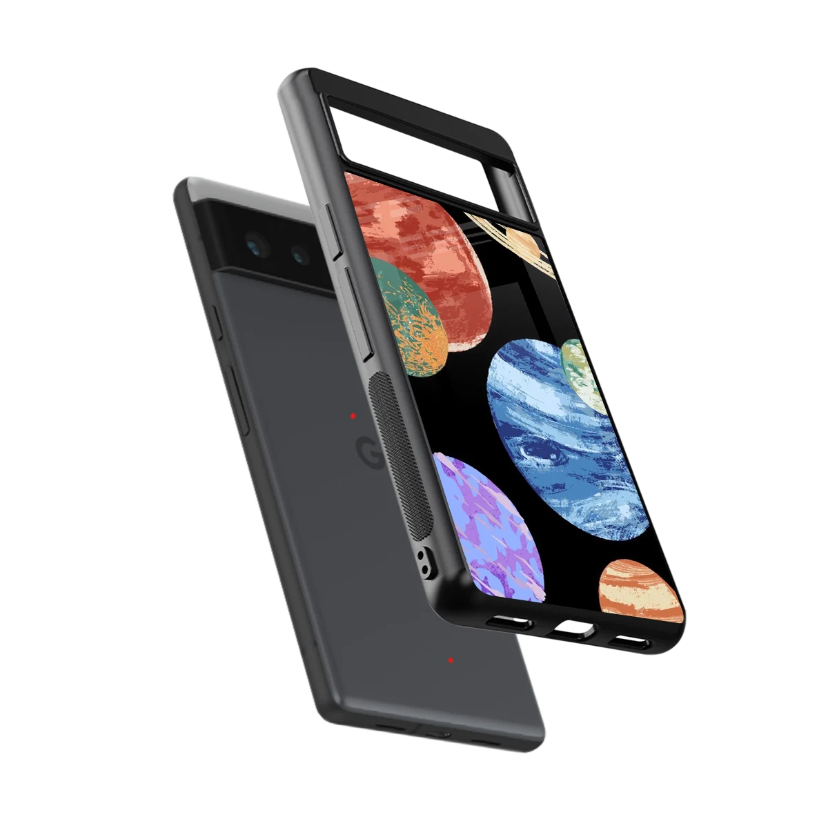 Planet Parade sleek google pixel 6a cover with tempered glass back and TPU edges