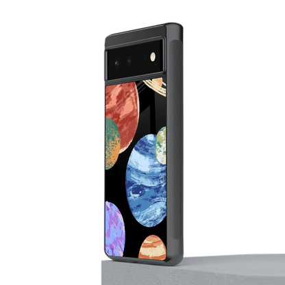 Planet Parade stylish phone case for google pixel 6a | glossy glass and slim fit