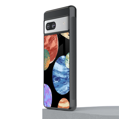 Planet Parade stylish phone case for google pixel 7a | glossy glass and slim fit