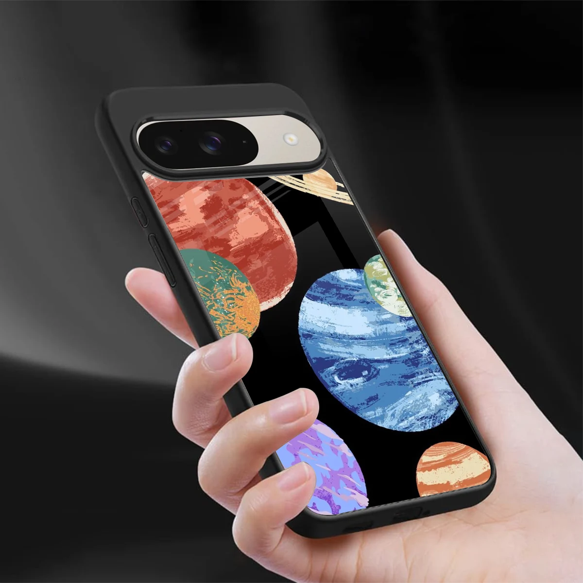 Planet Parade sleek google pixel 9 cover with tempered glass back and TPU edges