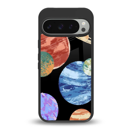 Planet Parade back phone cover | glass case for google pixel 9 pro