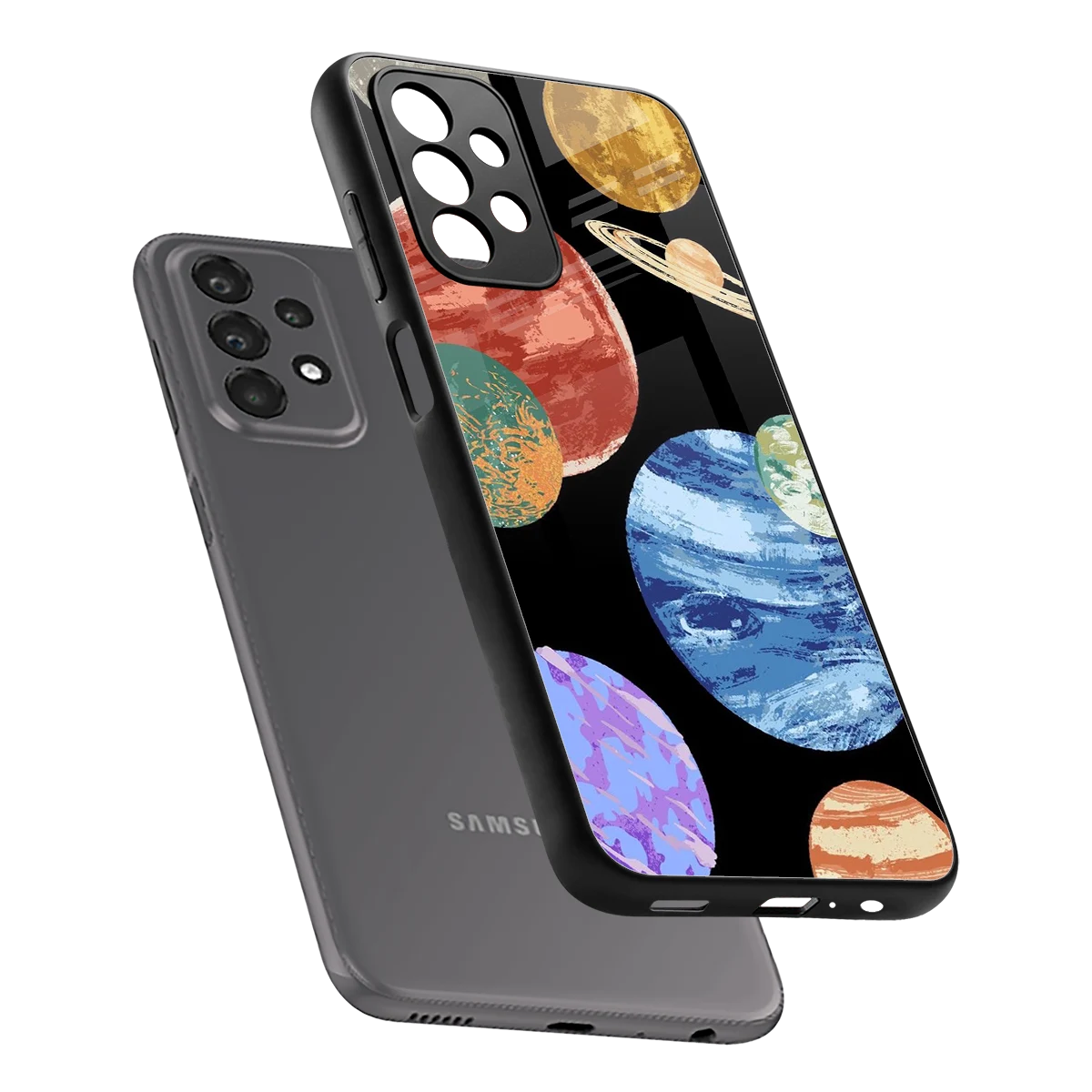 Planet Parade sleek samsung galaxy a23 cover with tempered glass back and TPU edges