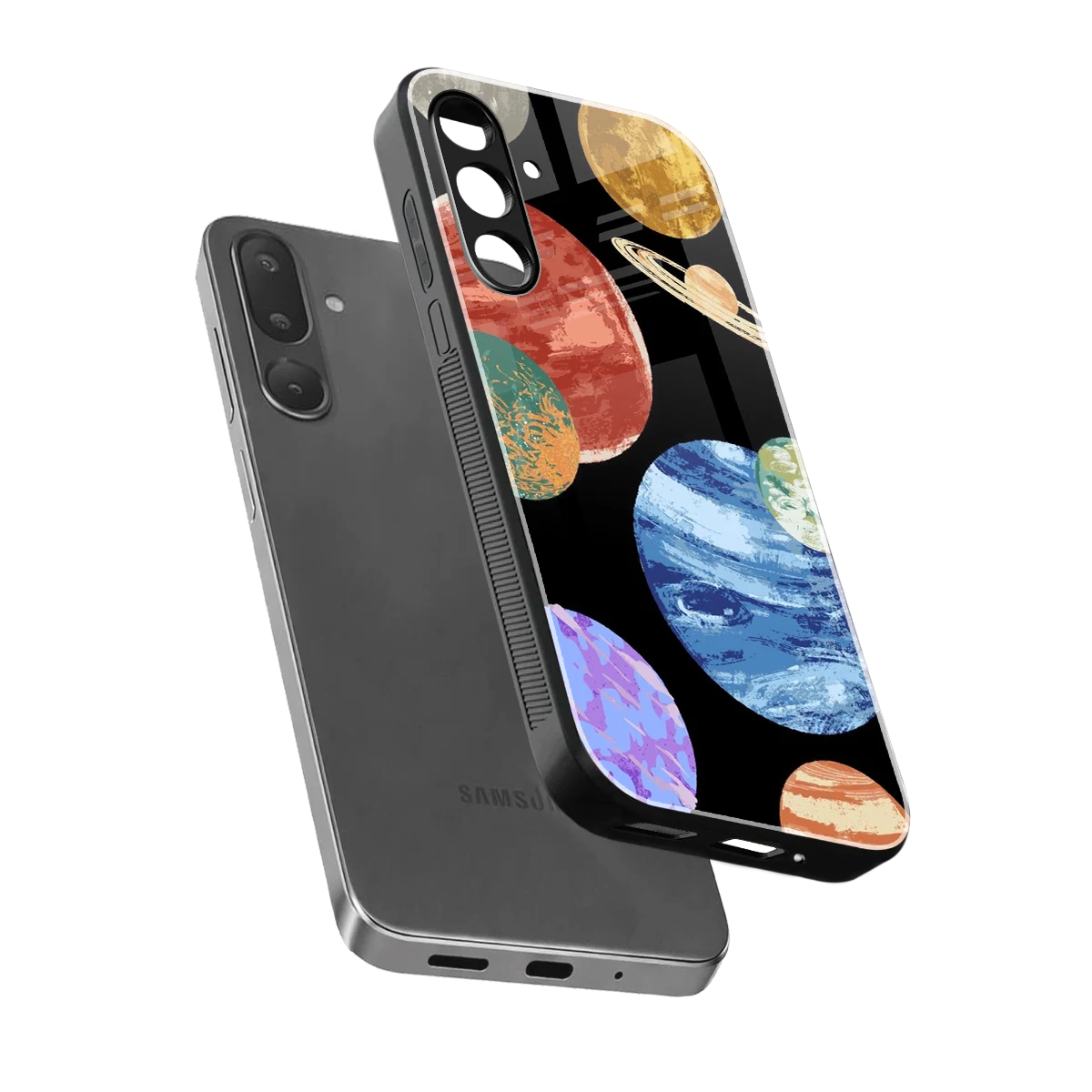 Planet Parade sleek samsung galaxy m56 5g cover with tempered glass back and TPU edges