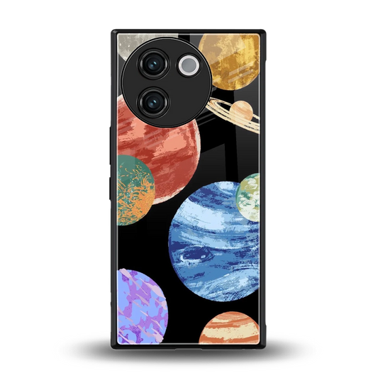 Planet Parade back phone cover | glass case for vivo v30e