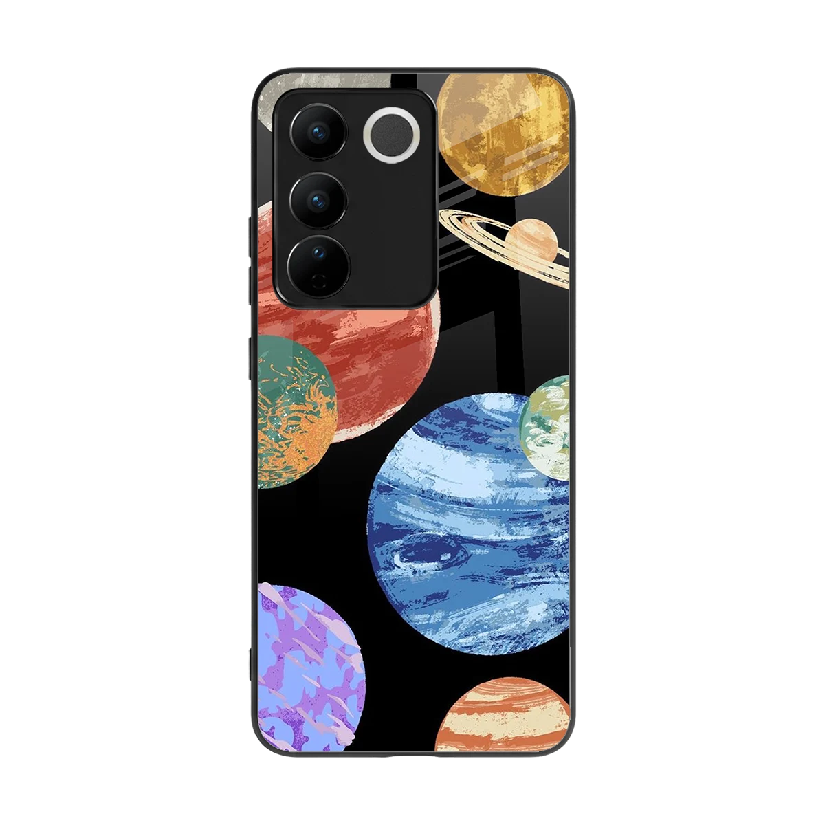 Planet Parade back phone cover | glass case for vivo v27 5g