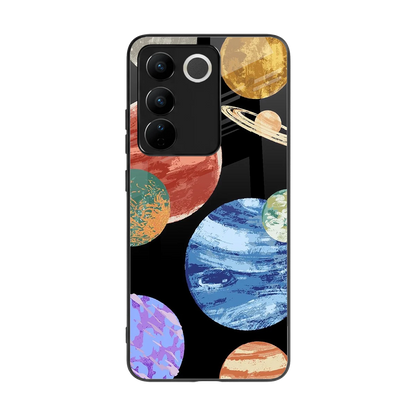 Planet Parade back phone cover | glass case for vivo v27 5g