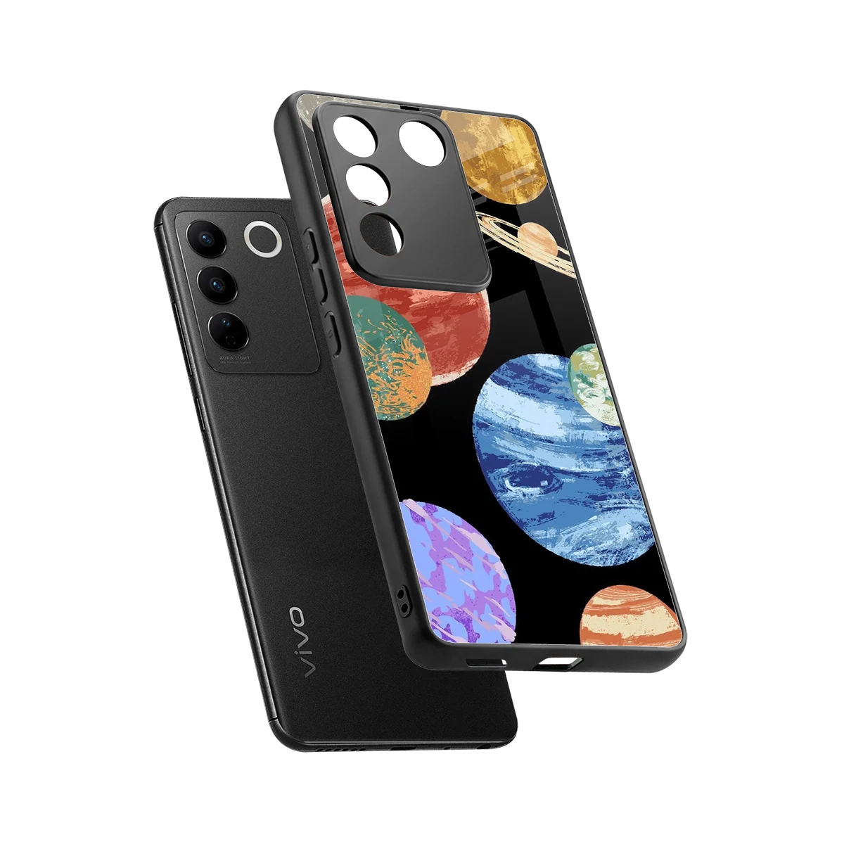 Planet Parade sleek vivo v27 5g cover with tempered glass back and TPU edges