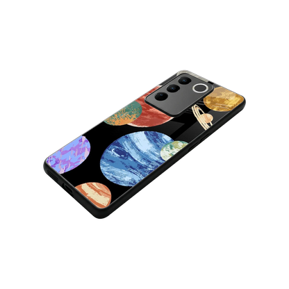 Planet Parade stylish phone case for vivo v27 5g | glossy glass and slim fit