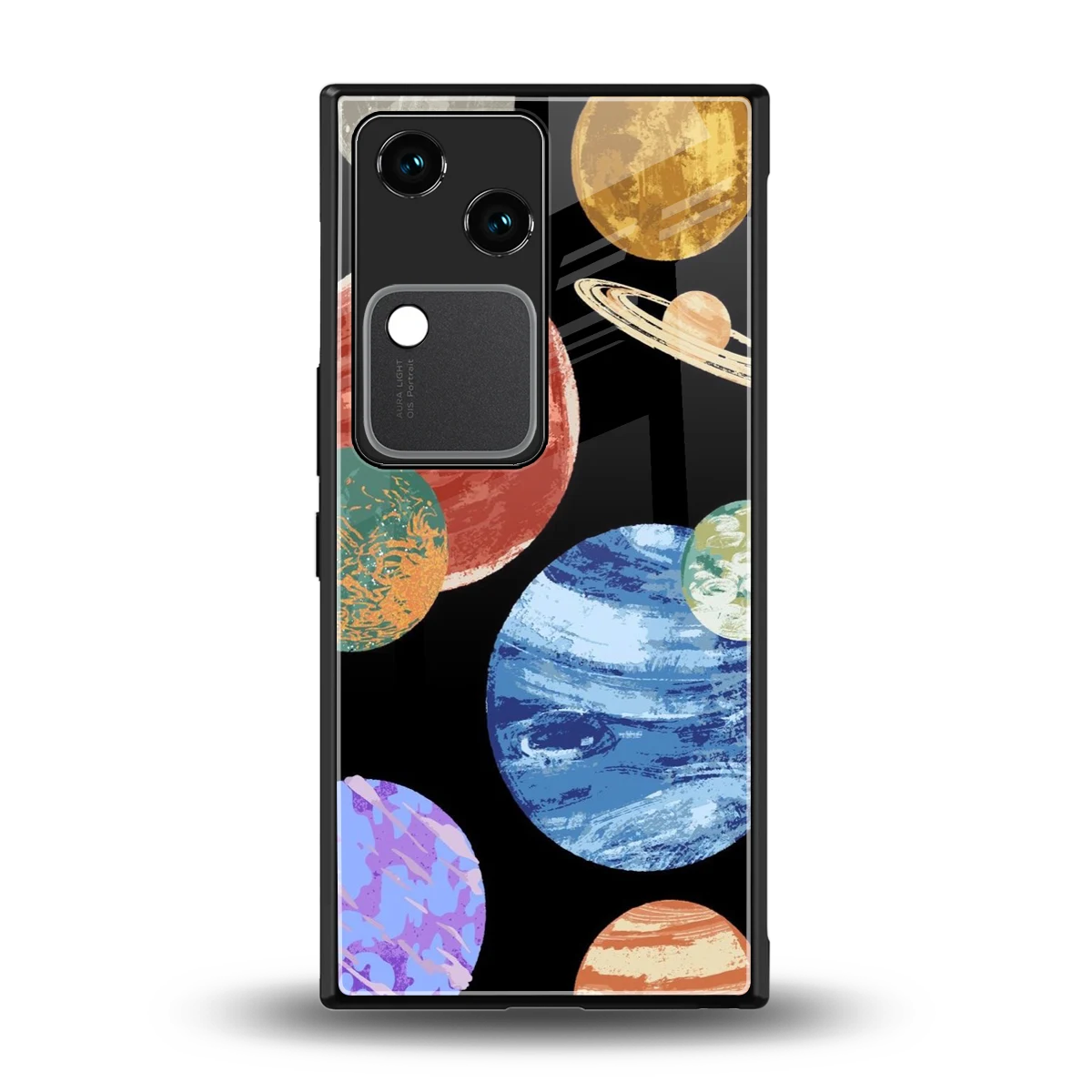 Planet Parade back phone cover | glass case for vivo v30