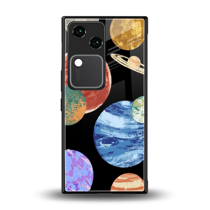 Planet Parade back phone cover | glass case for vivo v30