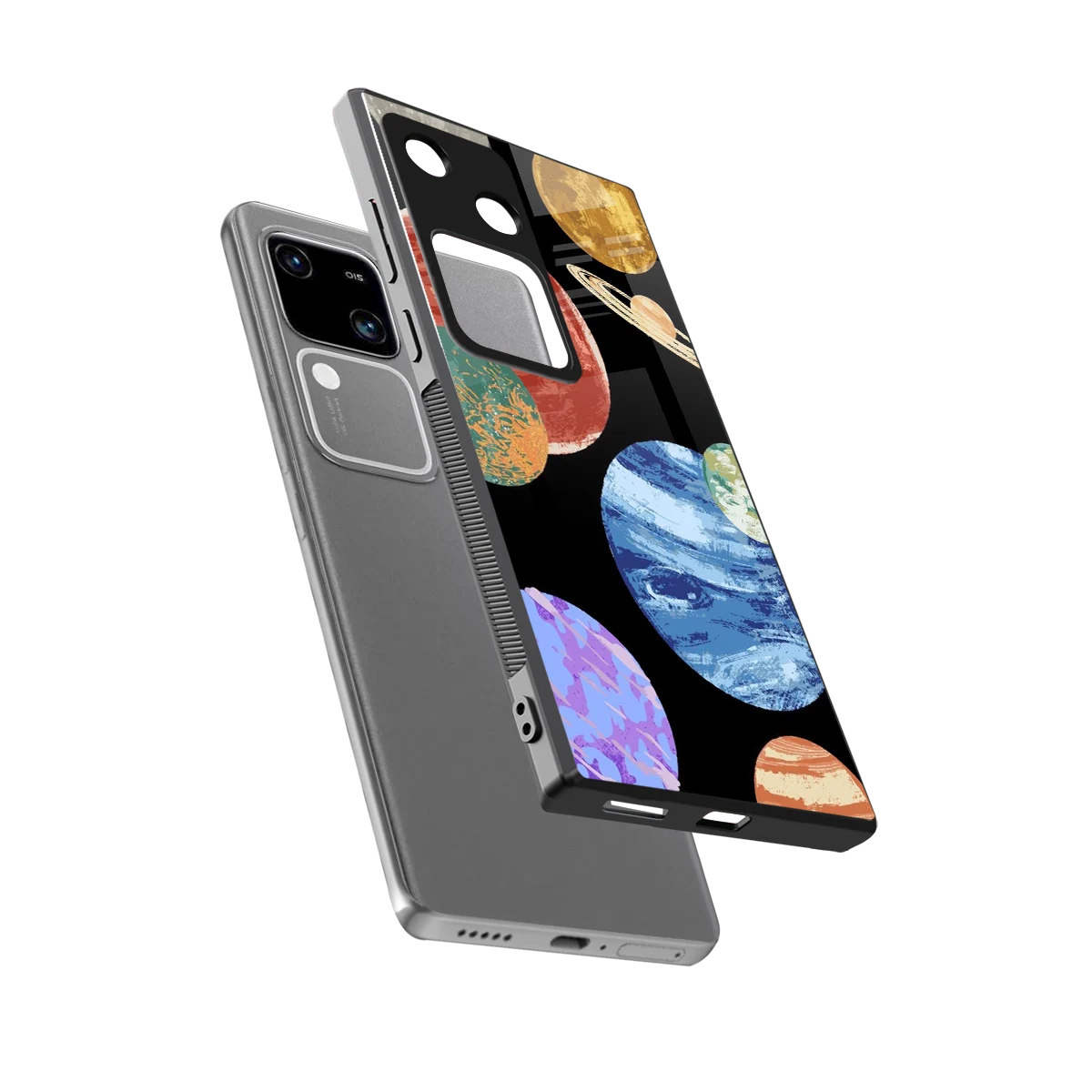 Planet Parade sleek vivo v30 cover with tempered glass back and TPU edges