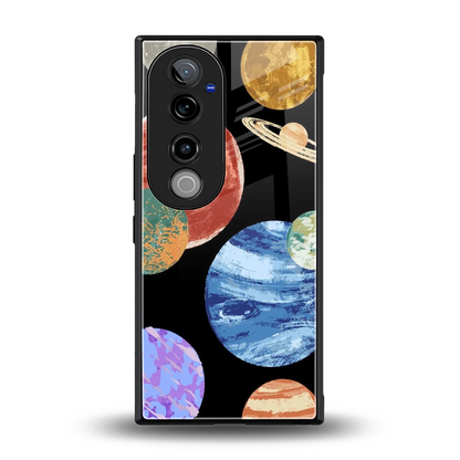 Planet Parade back phone cover | glass case for vivo v40 pro