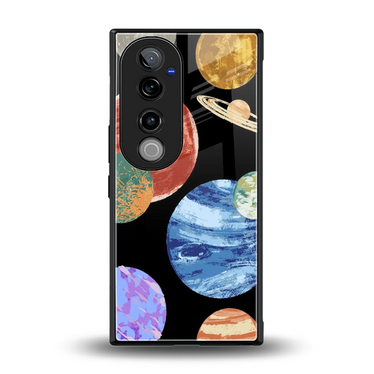Planet Parade back phone cover | glass case for vivo v40 pro