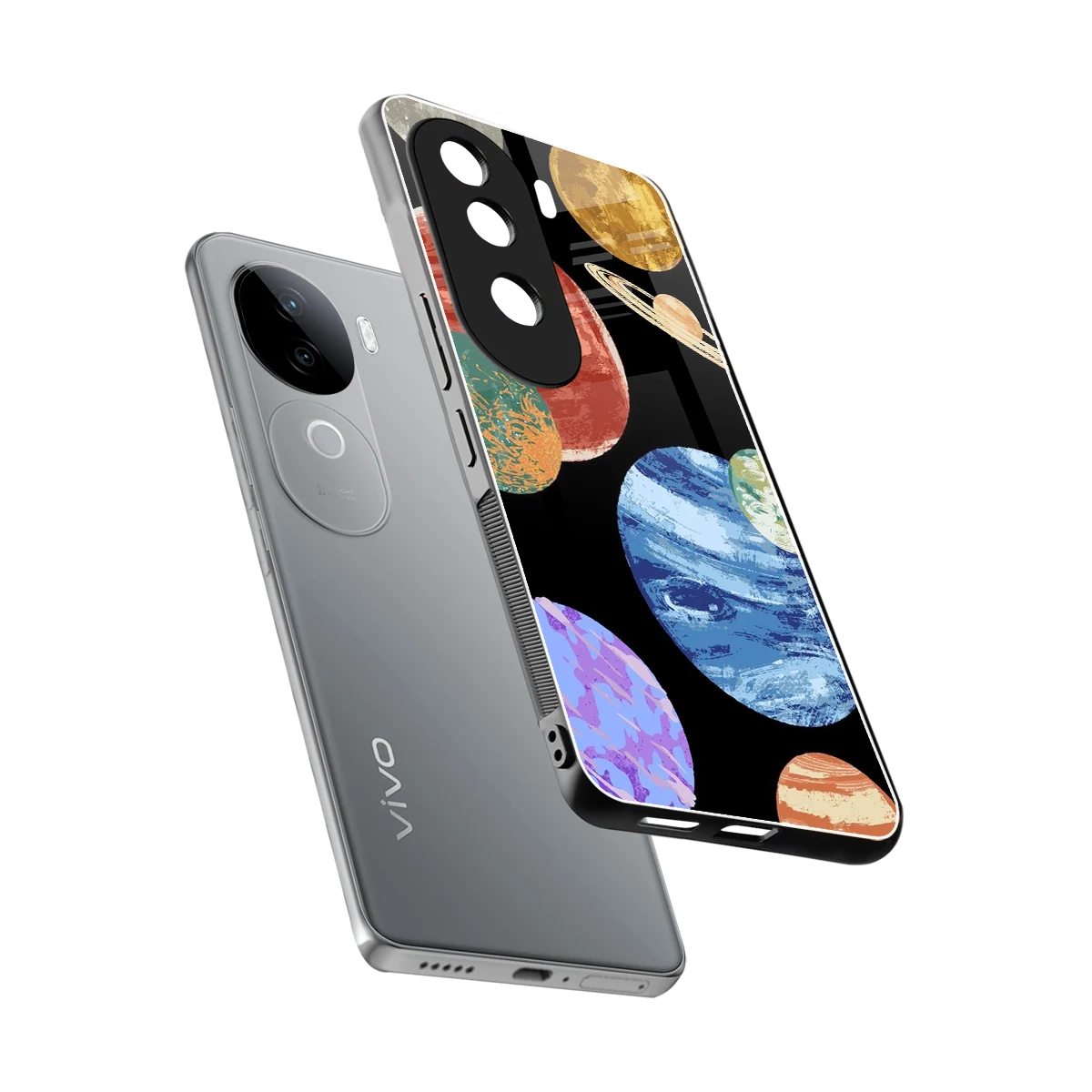 Planet Parade sleek vivo v40e cover with tempered glass back and TPU edges