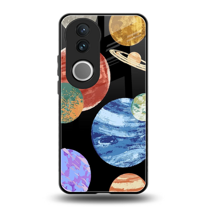 Planet Parade back phone cover | glass case for vivo v50