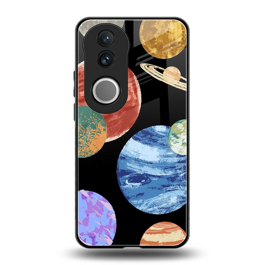 Planet Parade back phone cover | glass case for vivo v50