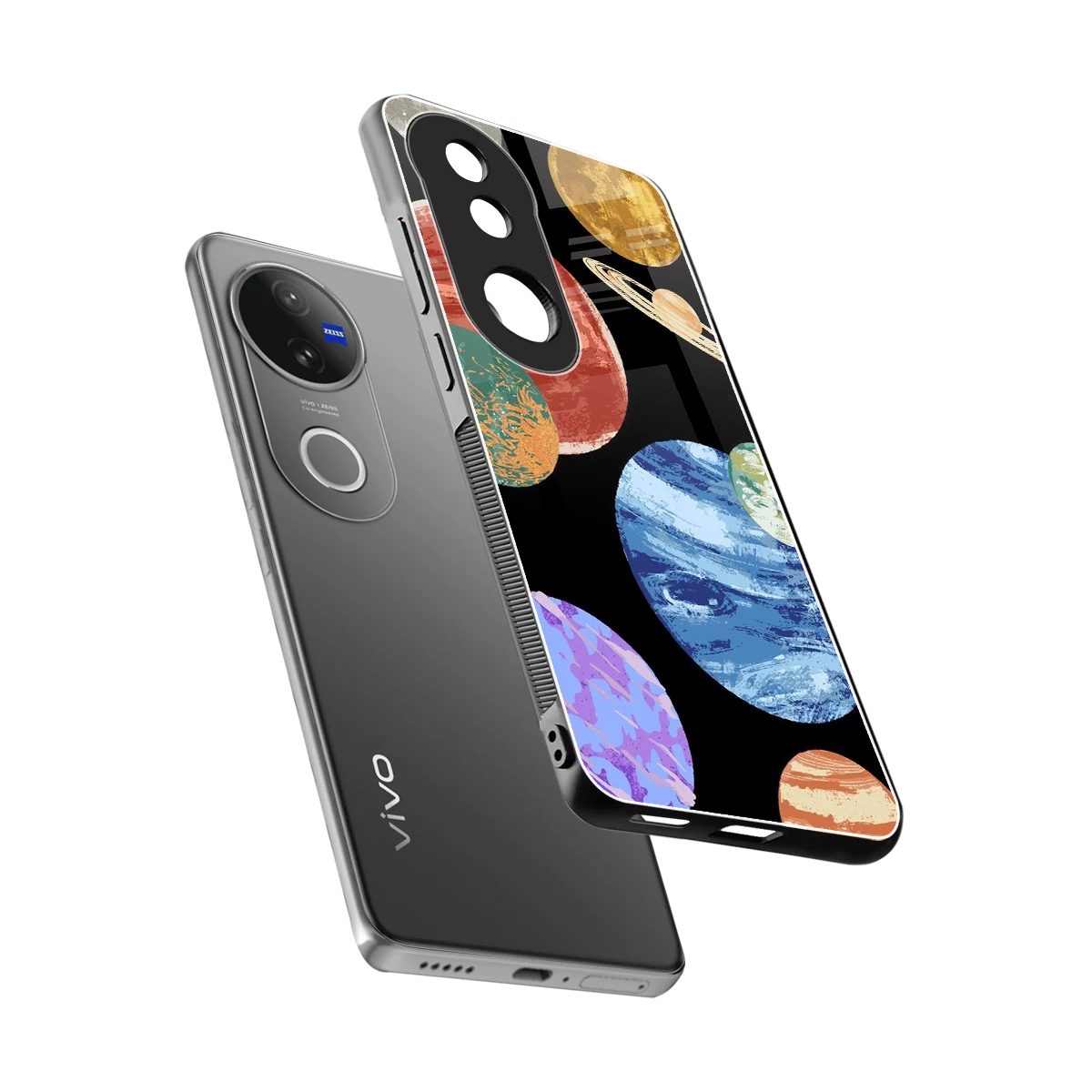 Planet Parade sleek vivo v50 cover with tempered glass back and TPU edges