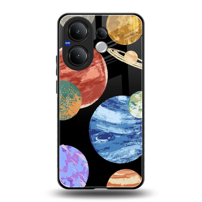 Planet Parade back phone cover | glass case for vivo v60