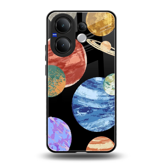 Planet Parade back phone cover | glass case for vivo v60
