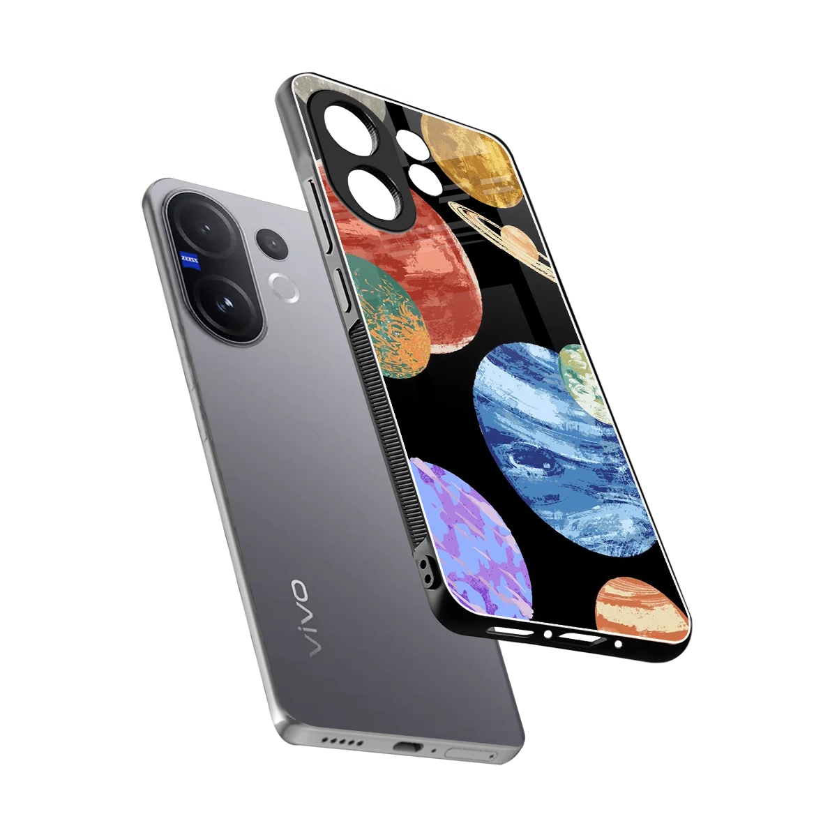 Planet Parade sleek vivo v60 cover with tempered glass back and TPU edges