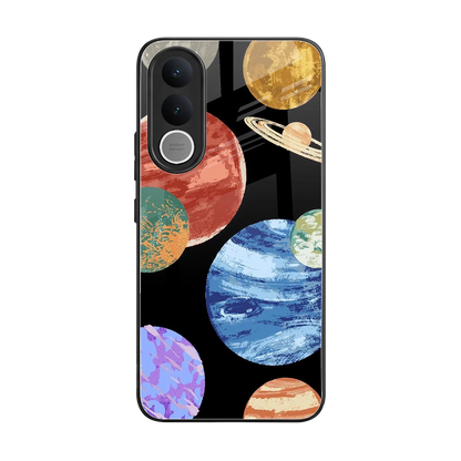 Planet Parade back phone cover | glass case for vivo v70 fe