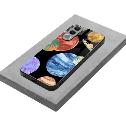 Planet Parade stylish phone case for vivo v70 fe | glossy glass and slim fit
