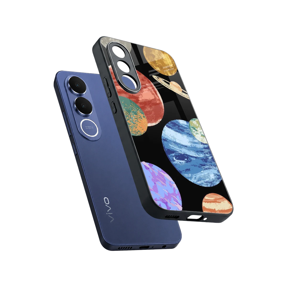 Planet Parade sleek vivo v70 fe cover with tempered glass back and TPU edges