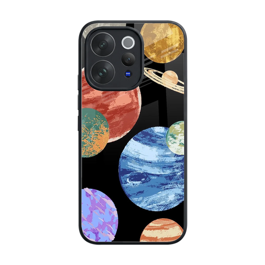 Planet Parade back phone cover | glass case for vivo v70