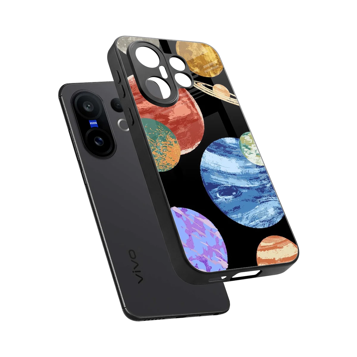 Planet Parade sleek vivo x200 fe cover with tempered glass back and TPU edges