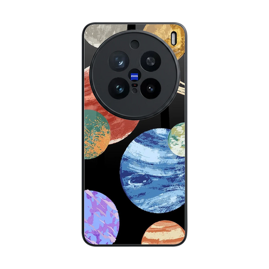 Planet Parade back phone cover | glass case for vivo x200 pro