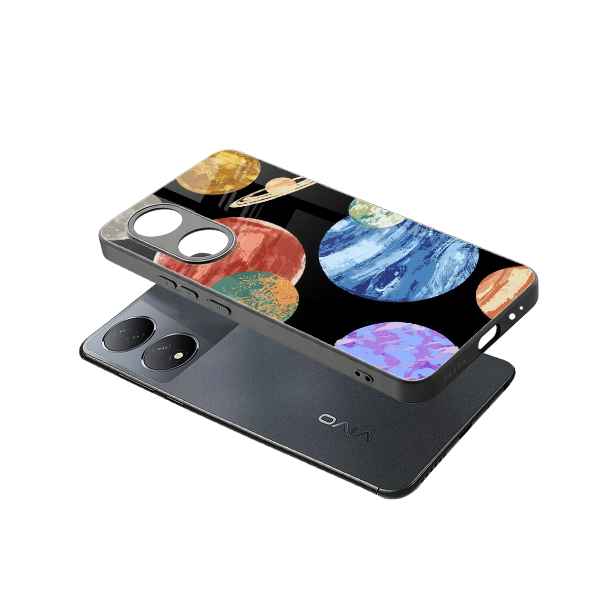 Planet Parade sleek Vivo-y100 cover with tempered glass back and TPU edges