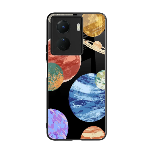 Planet Parade back phone cover | glass case for vivo y16