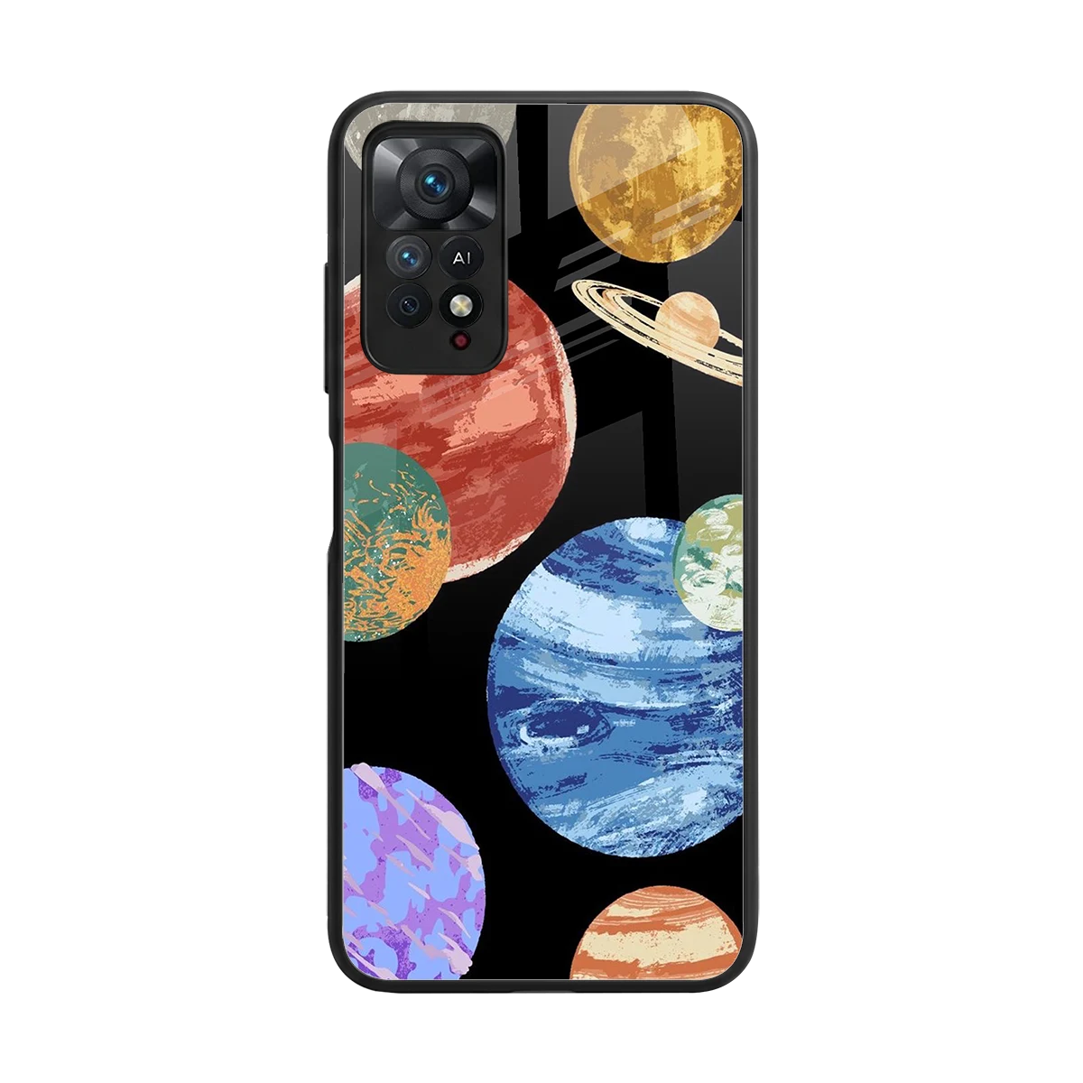 Planet Parade back phone cover | glass case for redmi note 11 pro